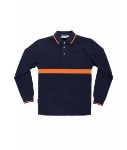 Polo manica lunga con fascia colorata a contrasto Workteam