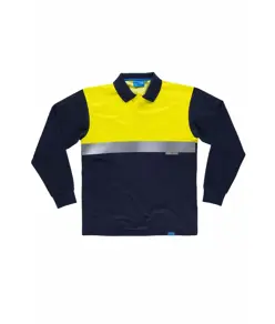 Polo manica lunga tessuto antibatterico e bande rifrangenti Workteam