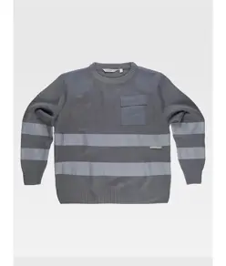 Pullover girocollo rinforzi in twill bande rifrangenti Workteam