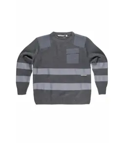 Pullover girocollo rinforzi in twill bande rifrangenti Workteam