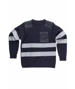 Pullover girocollo rinforzi in twill bande rifrangenti Workteam