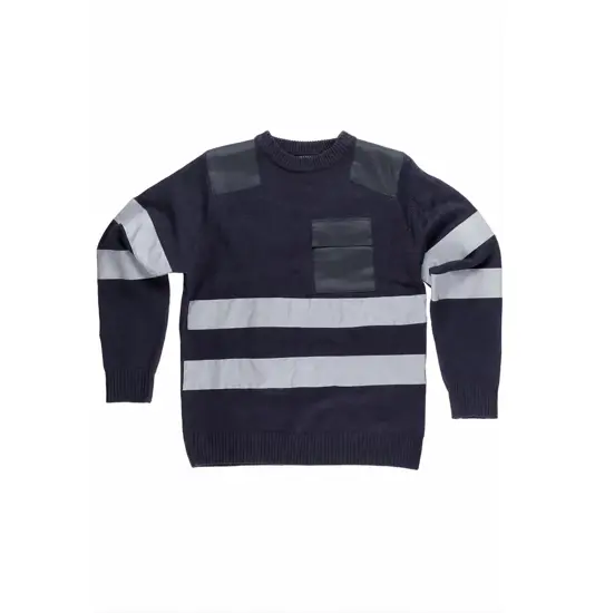 Pullover girocollo rinforzi in twill bande rifrangenti Workteam