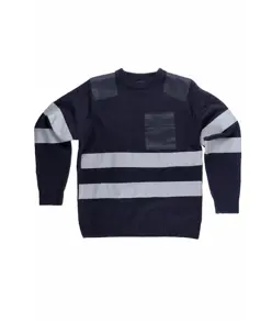 Pullover girocollo rinforzi in twill bande rifrangenti Workteam
