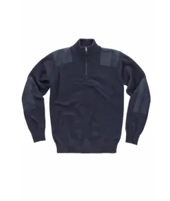 Pullover unisex mezza zip rinforzi in twill Workteam