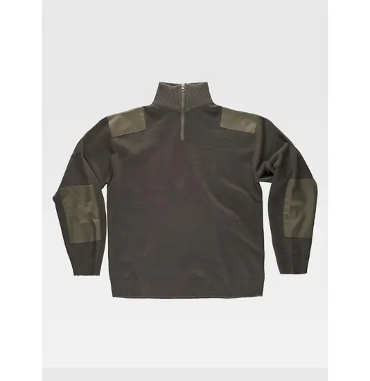 Pullover unisex mezza zip rinforzi in twill Workteam