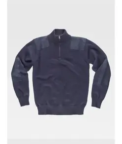 Pullover unisex mezza zip rinforzi in twill Workteam