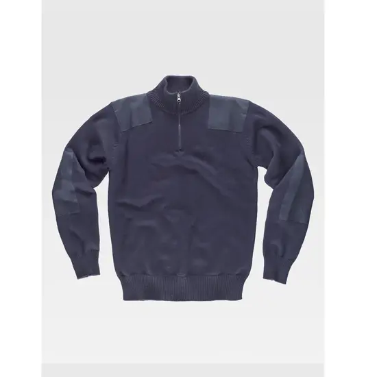 Pullover unisex mezza zip rinforzi in twill Workteam