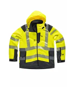 Softshell con cappuccio alta visibilita e bande rifrangenti discontinue Workteam