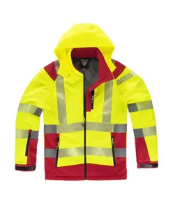 Softshell con cappuccio alta visibilita e bande rifrangenti discontinue Workteam
