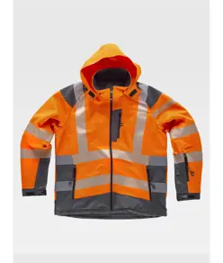 Softshell con cappuccio alta visibilita e bande rifrangenti discontinue Workteam