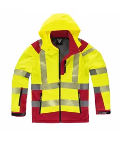 Softshell con cappuccio alta visibilita e bande rifrangenti discontinue Workteam