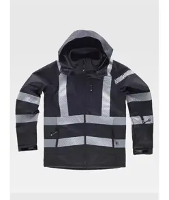 Softshell con cappuccio bande rifrangenti discontinue Workteam