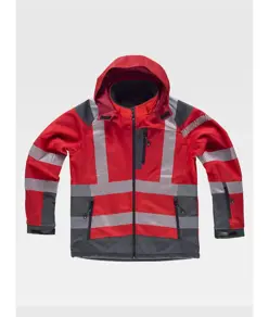 Softshell con cappuccio bande rifrangenti discontinue Workteam