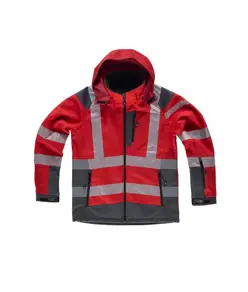 Softshell con cappuccio bande rifrangenti discontinue Workteam
