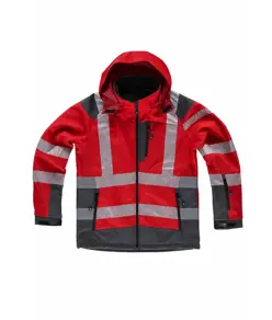Softshell con cappuccio bande rifrangenti discontinue Workteam