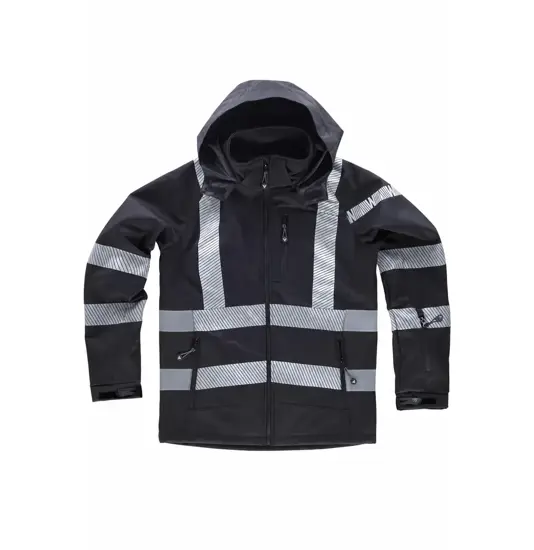 Softshell con cappuccio bande rifrangenti discontinue Workteam