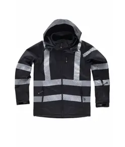 Softshell con cappuccio bande rifrangenti discontinue Workteam