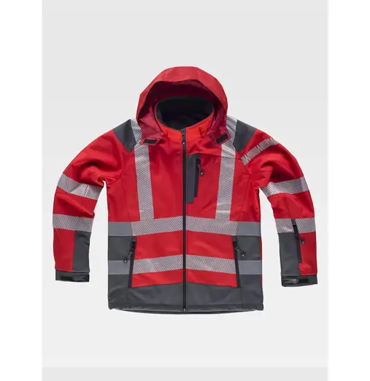 Softshell con cappuccio bande rifrangenti discontinue Workteam