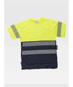 T-SHIRT MANICA CORTA ALTA VISIBILITA E BANDE RIFRANGENTI DISCONTINUE Workteam