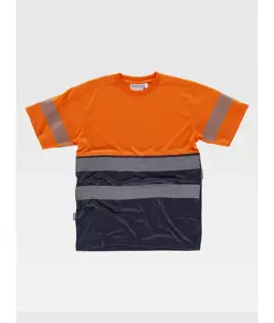 T-SHIRT MANICA CORTA ALTA VISIBILITA E BANDE RIFRANGENTI DISCONTINUE Workteam