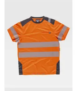 T-shirt manica corta alta visibilita e bande rifrangenti discontinue Workteam
