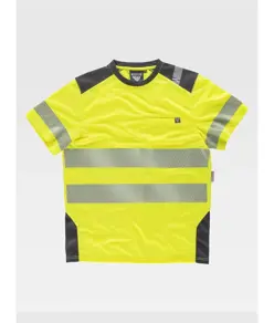 T-shirt manica corta alta visibilita e bande rifrangenti discontinue Workteam
