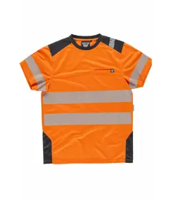 T-shirt manica corta alta visibilita e bande rifrangenti discontinue Workteam