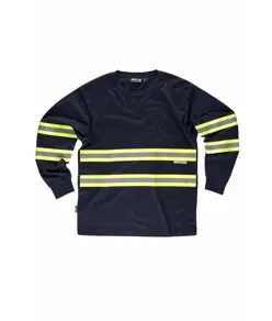 T-shirt manica lunga bande rifrangeni fluorescenti Workteam