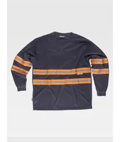 T-shirt manica lunga bande rifrangeni fluorescenti Workteam