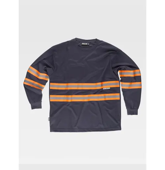 T-shirt manica lunga bande rifrangeni fluorescenti Workteam