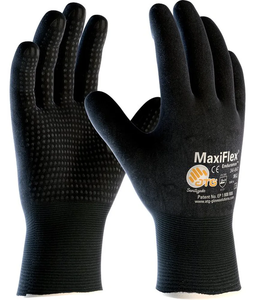 12 paia guanti da lavoro puntinati con polso americano ATG MaxiFlex Endurance, presa salda - applicazioni ripetitive o manipolazione di carichi pes...