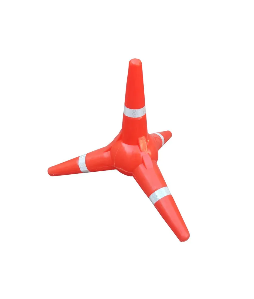 Cono stradale antiribaltamento tetrapode Alpes IN OFFERTA, Quattro punte - h. 38 cm - bande rifrangenti