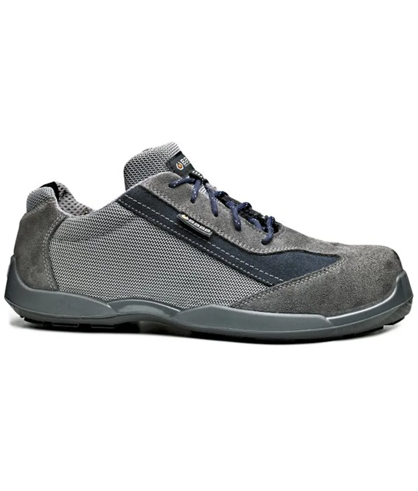 Scarpe antinfortunistiche S1P Base Soccer, antiscivolamento SRC - pelle scamosciata - fodera antibatterica