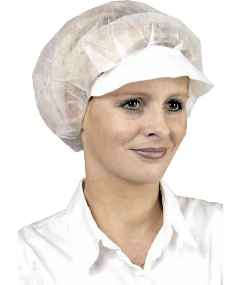 10 box da 100 cuffie monouso Coverguard Bouffant Cap With Visor, 10 box da 100 - con visiera in polipropilene