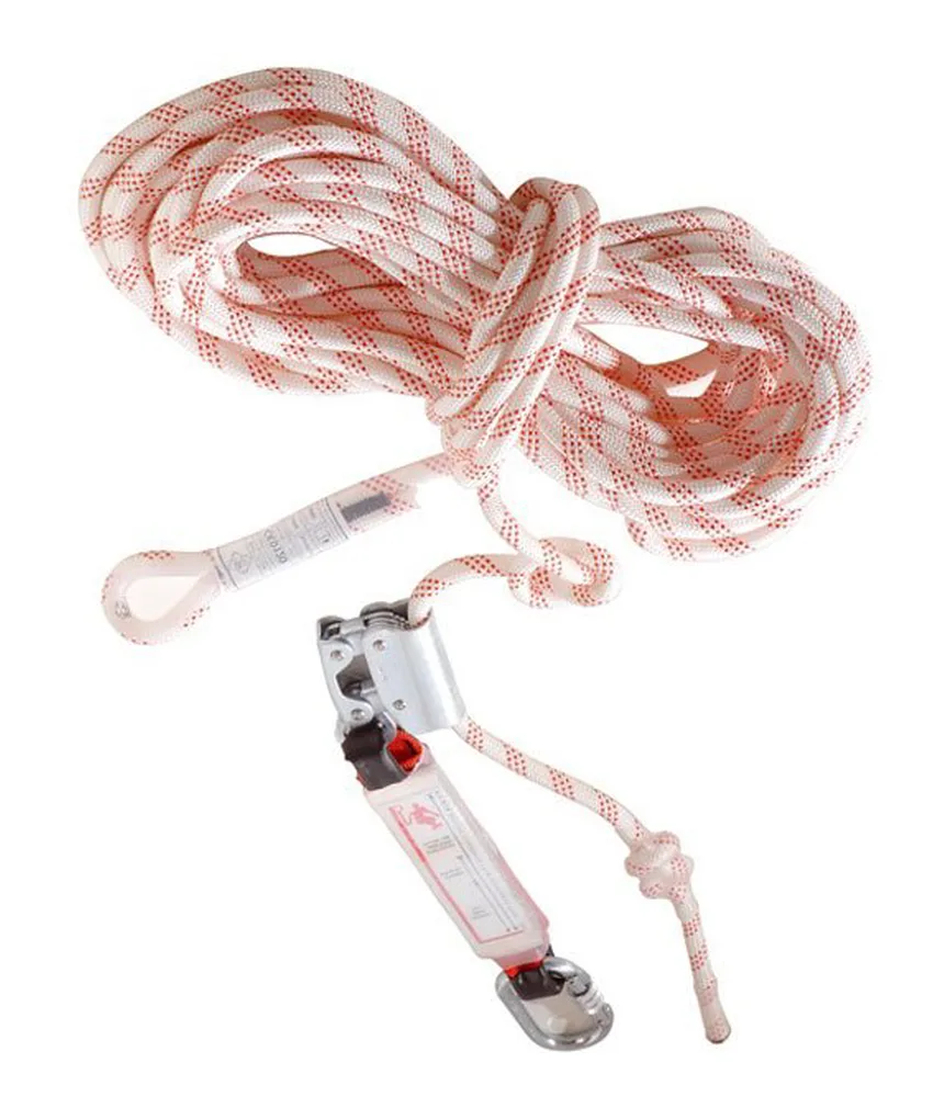 Corda con un anello Coverguard, sistema scorrevole anticaduta con assorbitore