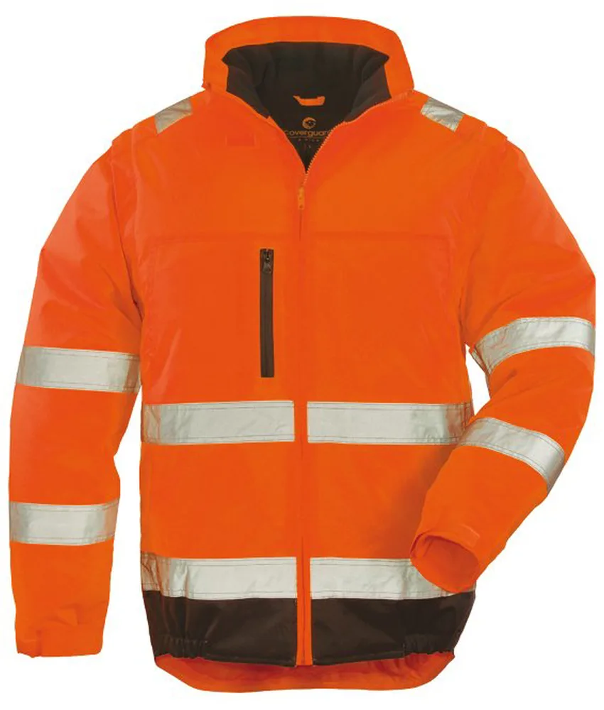 Giacca alta visibilità impermeabile Coverguard Hi-Way, Giacca catarifrangente 2 in 1 - smanicabile - cuciture impermeabili