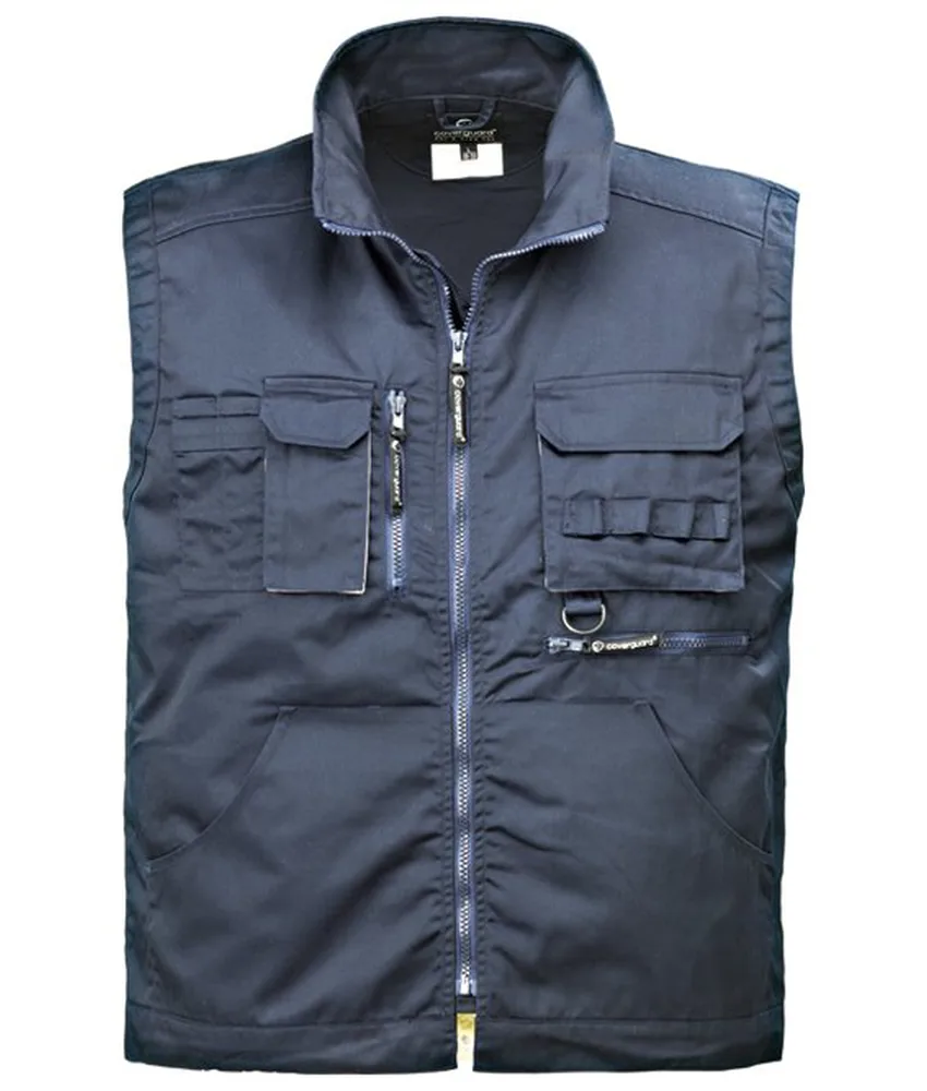 Gilet da lavoro Coverguard Navy/Paddock, Multitasche - elastico regolabile in vita - zip a tutto collo - tasche frontali e 1 posteriore