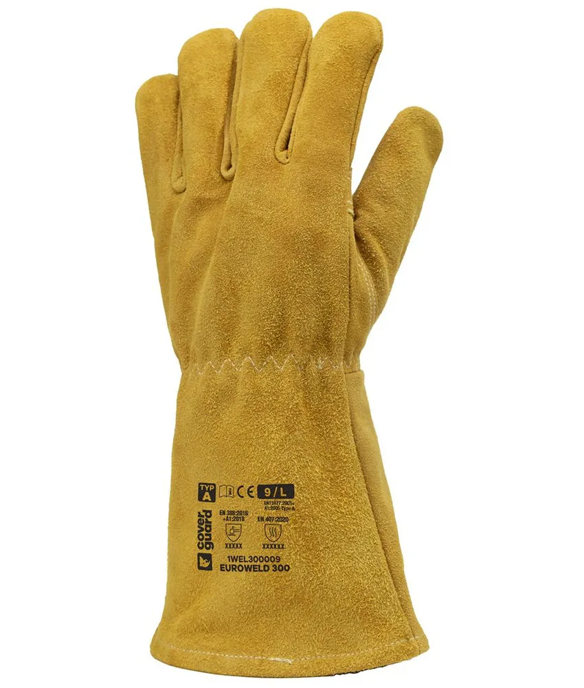 6 paia guanti antistatici in pelle Coverguard Euroweld 300, Antistatico - cuciture Kevlar - interno imbottito