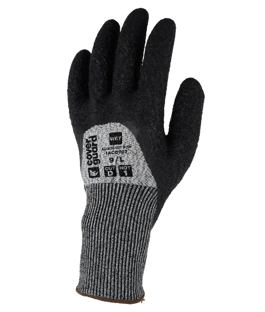 10 paia guanti antitaglio Coverguard ACCESS CUT D 707, calibro 13 - spalmatura 3/4 in lattice crespato nero