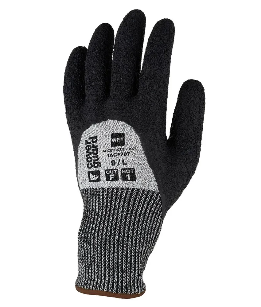 10 paia guanti antitaglio Coverguard ACCESS CUT F 707, calibro 13 - spalmatura 3/4 in lattice crespato nero