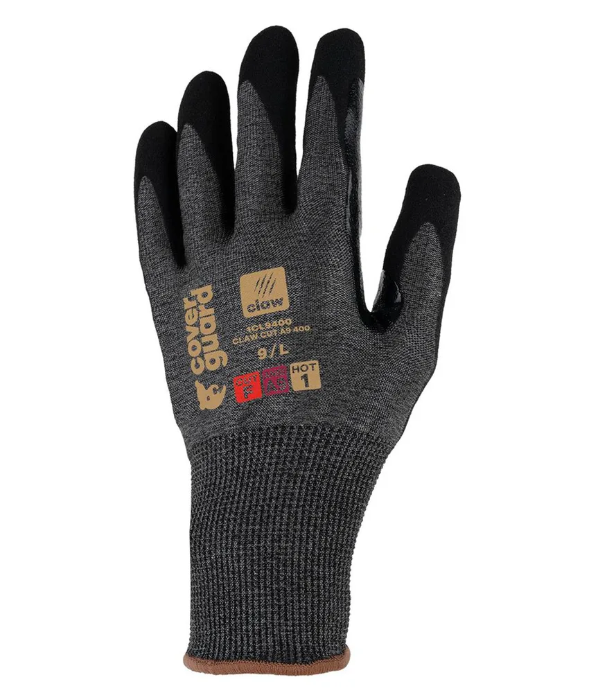 10 paia guanti antitaglio Coverguard CLAW CUT A9 400, calibro 18 - spalmatura palmare nitrile sandy