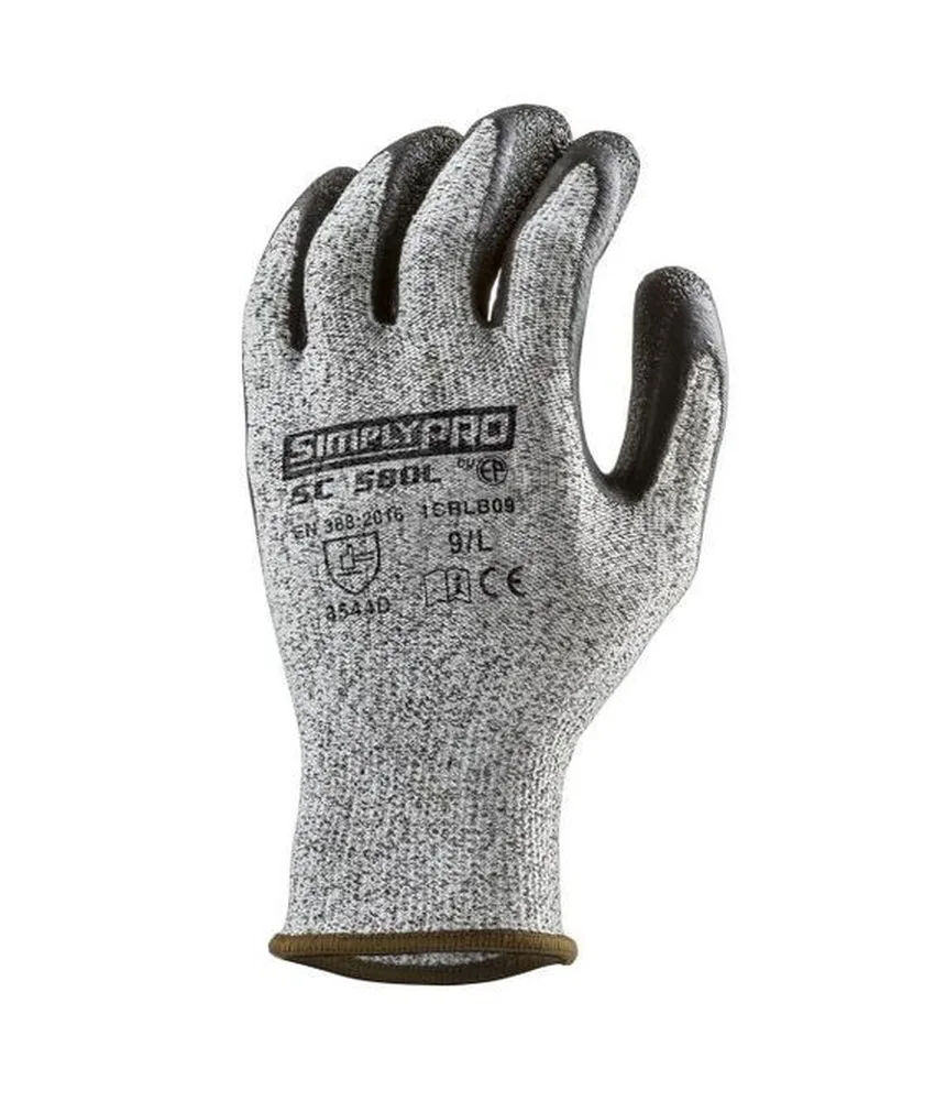 10 paia guanti da lavoro antitaglio Coverguard Eurocut SC580L, Maglia HPPE + fibre minerali - impermeabile - Senza cuciture
