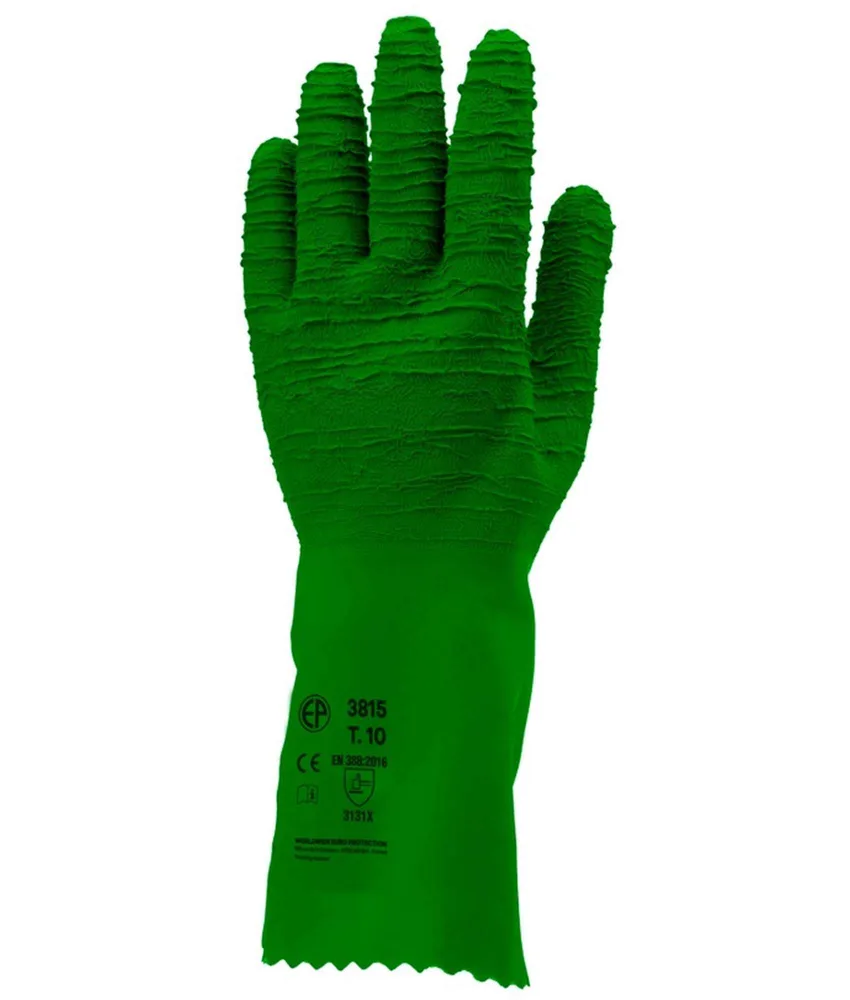 10 paia guanti da lavoro in lattice Coverguard Eurostrong 3815, spalmato totalmente in lattice - manichetta - impermeabile