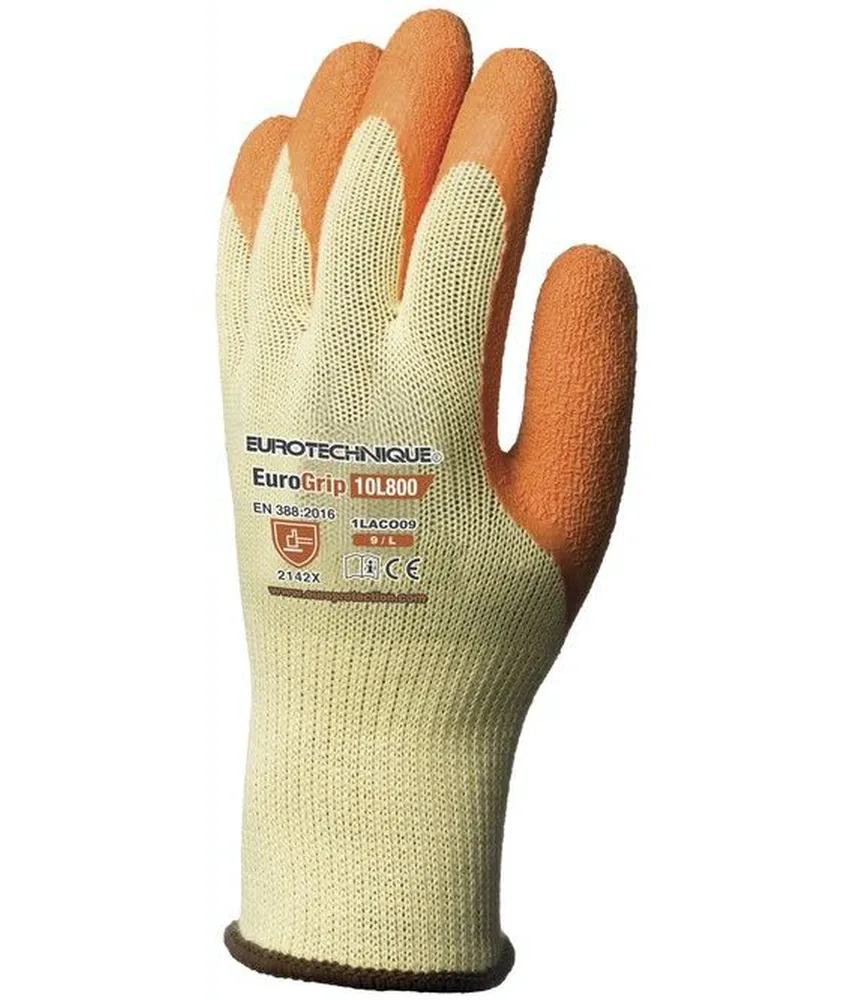 10 paia guanti da lavoro in poliestere Coverguard Eurostrong 10L800, senza cuciture - spalmatura in lattice - ottimo grip
