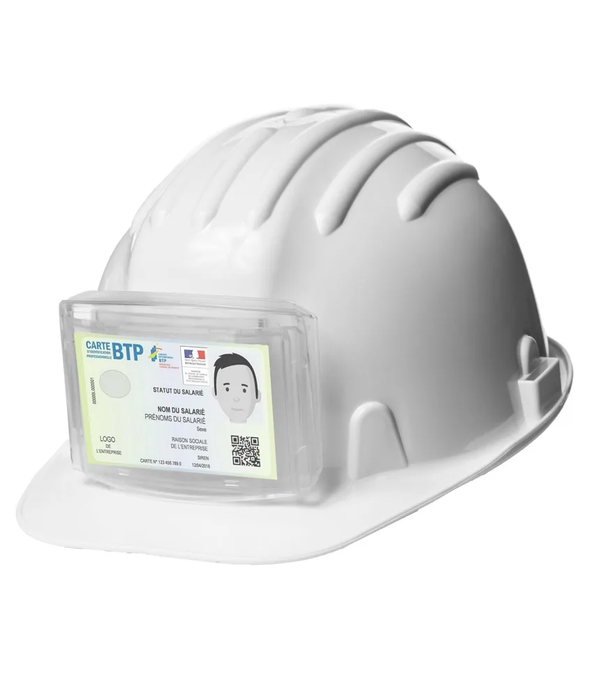 10 porta badge per caschi da cantiere Coverguard 6POBA, ABS resistente - formato idoneo per bagnde di accesso ai cantieri (85x54 mm)