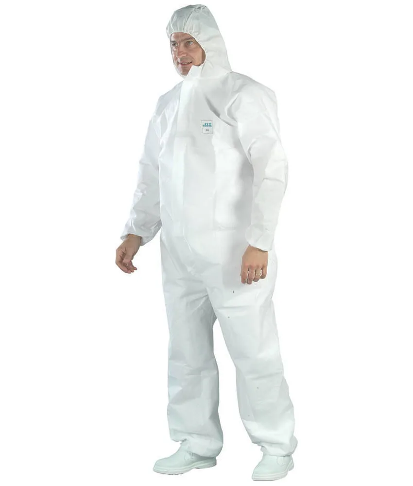 25 pezzi tute monouso antistatiche Coverguard White SMS, con cerniera e cappuccio - senza tasche