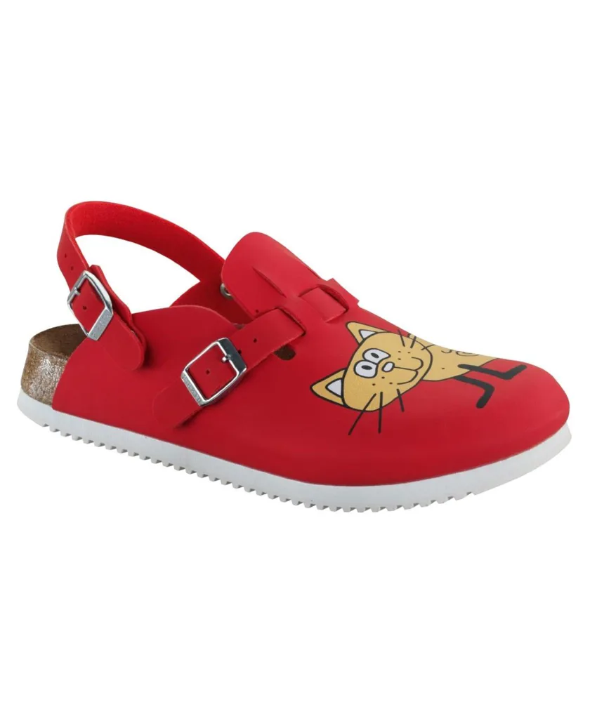 Zoccoli da lavoro con immagine gatto Birkenstock Kay SL, tomaia di pelle - intersuola in EVA - resistente a olii e grassi