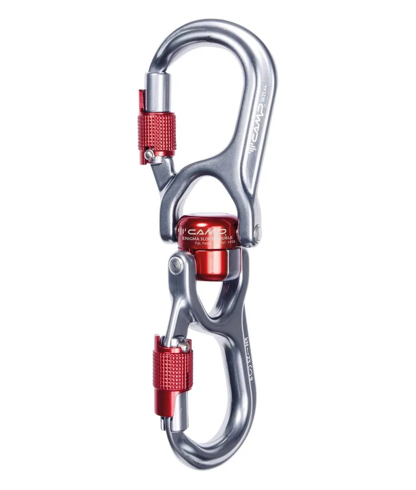 ENIGMA 3LOCK DOUBLE - Connettore girevole Camp, integra due moschettoni a tripla chiusura di sicurezza con dispositivo girevole