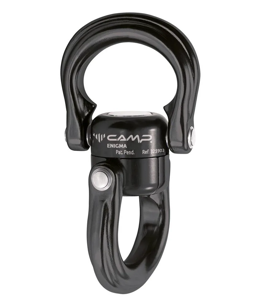 ENIGMA BLACK - Dispositivo girevole Camp, dispositivo girevole completamente apribile dotato di ampi anelli basculanti