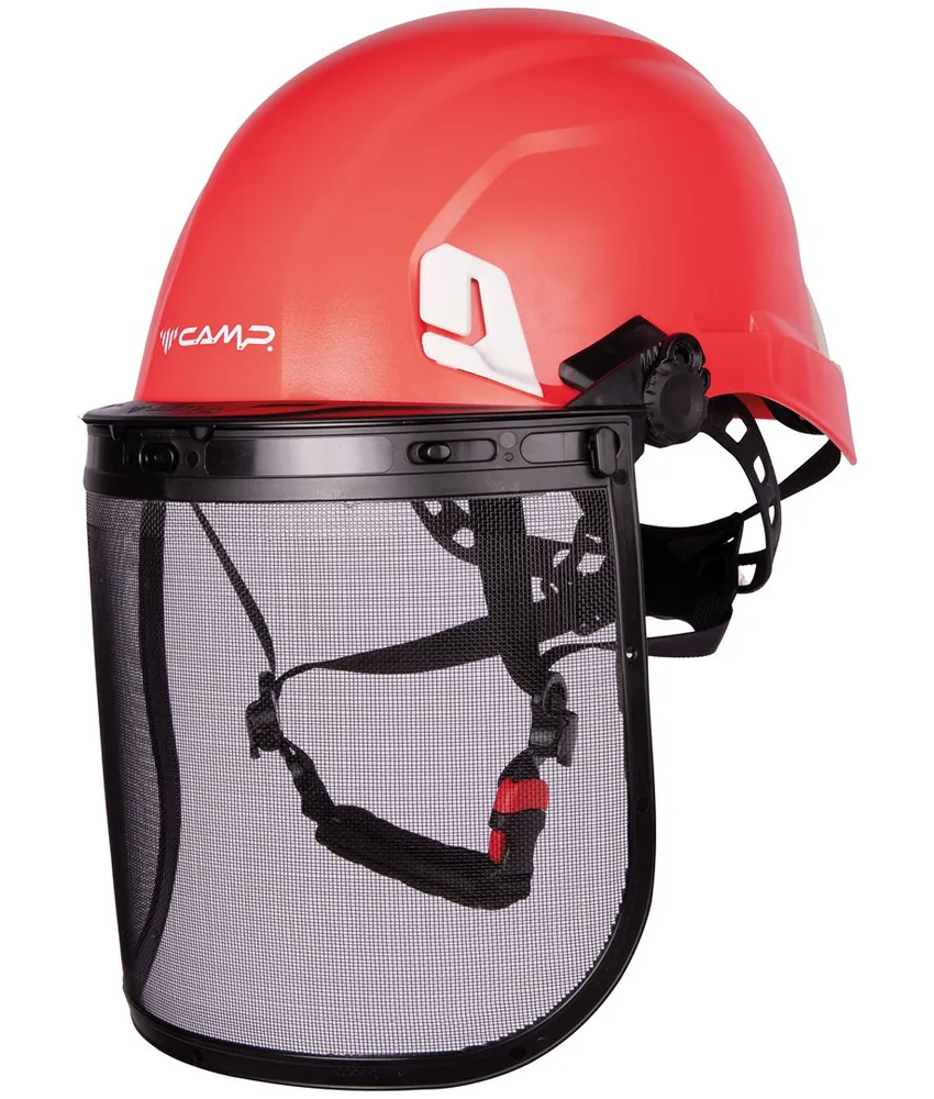 Kit elmetto forestale Camp Ares Air Pro, con visiera a rete metallica a trama fine - regolazione della taglia attraverso la rotella
